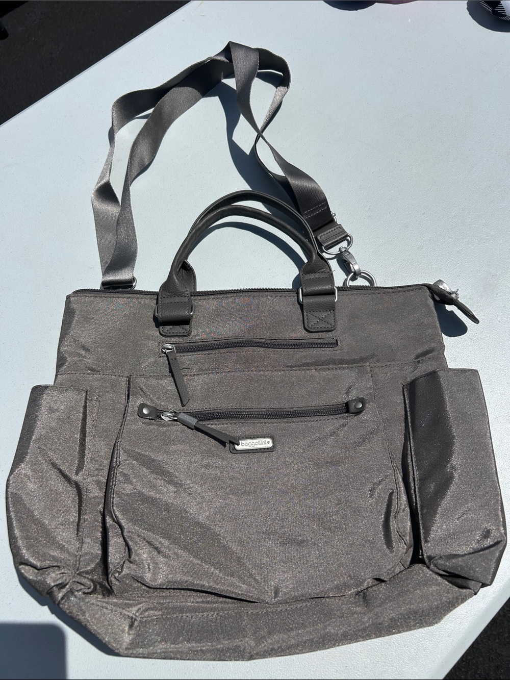 Baggallini Gray Messenger Tote with Adjustable Strap